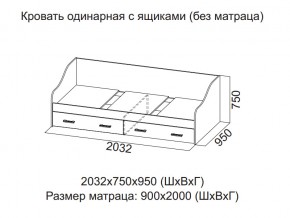 Кровать одинарная с ящиками (Без матраца 0,9*2,0) в Лысьве - lysva.магазин96.com | фото